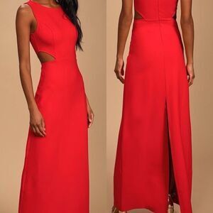 Lulu’s Guest to Impress Cutout Red Maxi Holiday Christmas Dress - Women’s US L